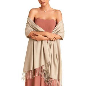 Women's Khaki Pashmina Shawl Wraps Cashmere Feel Winter Scarf Soft Warm Blanket